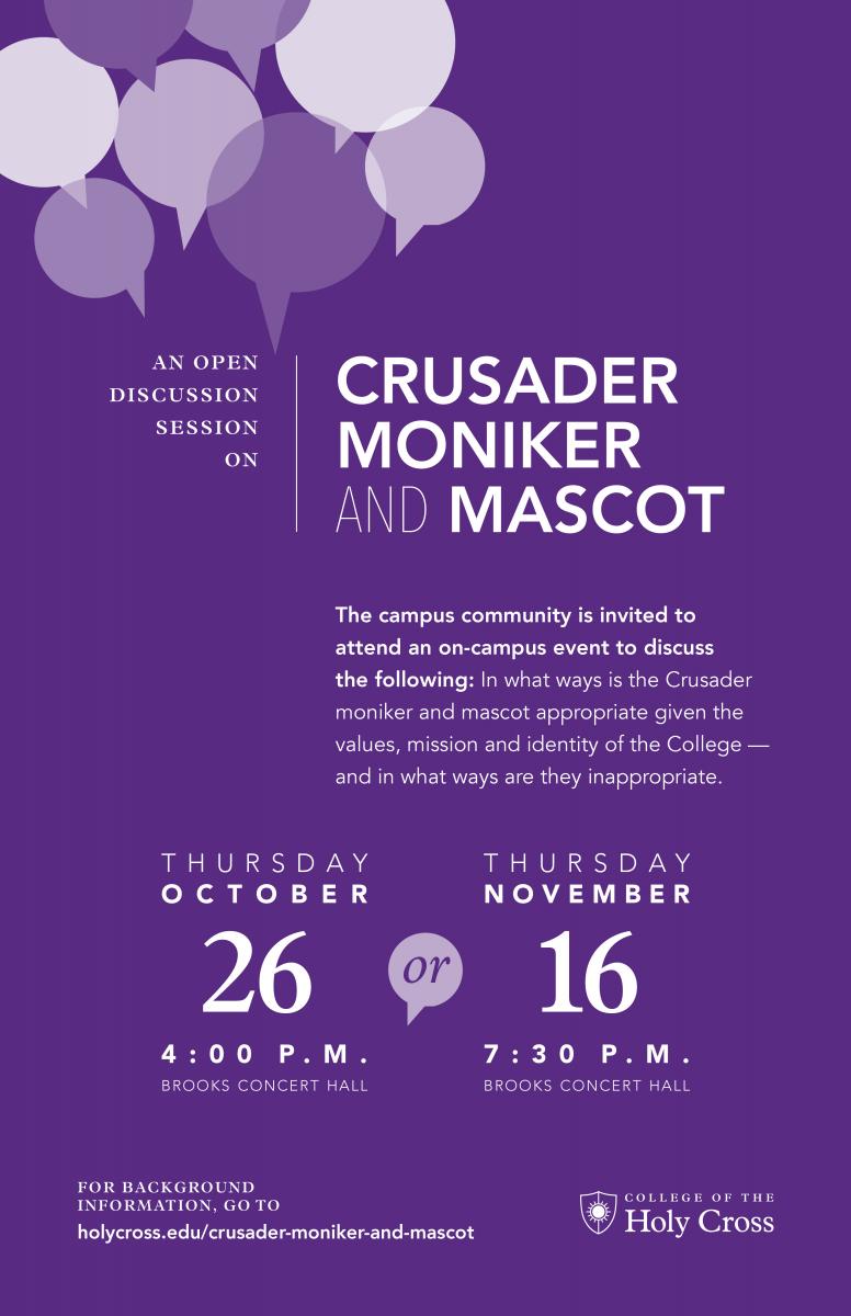 An Open Discussion Session on Crusader Moniker and Mascot 11 x 17 Poster Example
