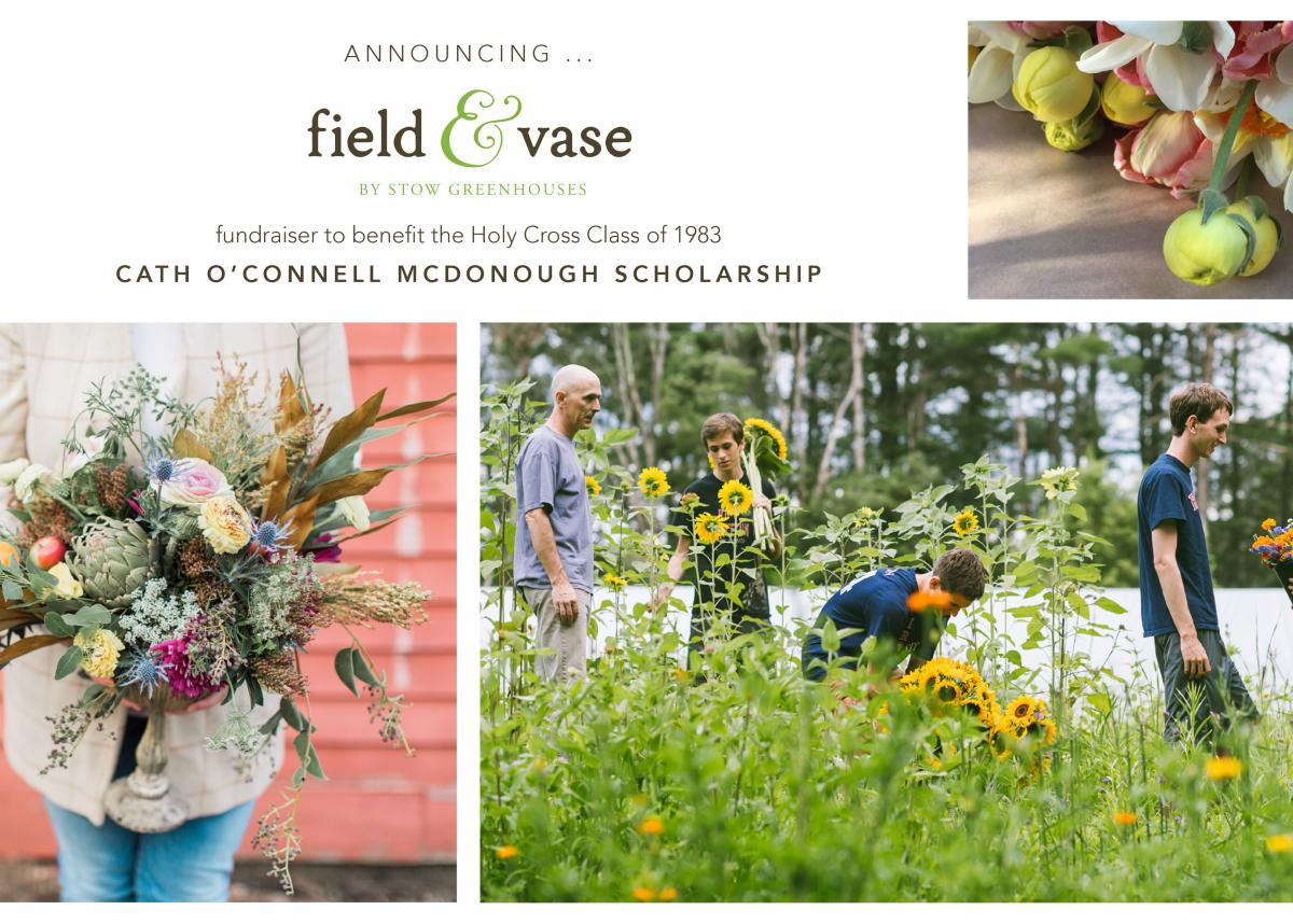 Announcing Field and Vase by Stow Greenhouses fundraiser postcard example