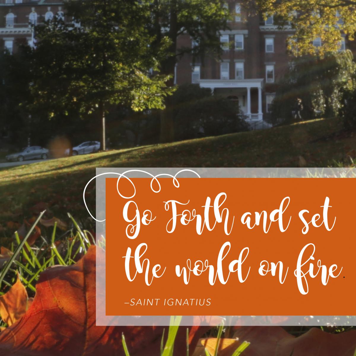 Go Forth and Set the World on Fire quote by Saint Ignatius bookmark example