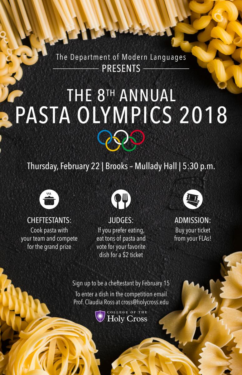 The 8th Annual Pasta Olympics 2018 11 x 17 Poster Example