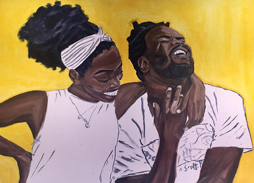Demetrius Wilson's oil painting titled 'Sweet Bliss' - cropped