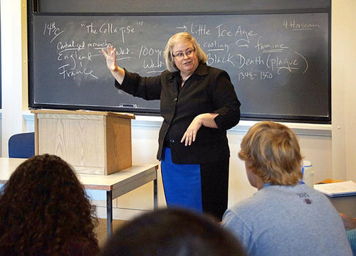 Joanne Pierce, professor of religious studies, pictured here during a lecture.