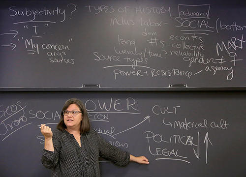 Stephanie Yuhl, professor of history, pictured here teaching a class in September 2017.