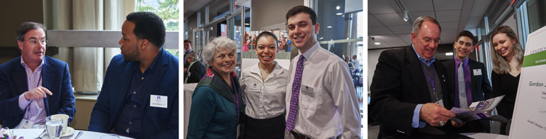 students and donors at a reception