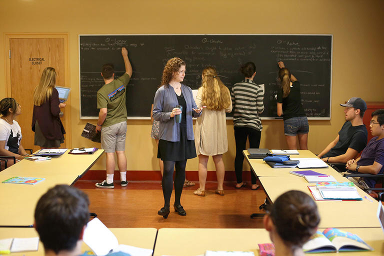 Professor Kendy M. Hess teaches a Montserrat Class in the Wheeler Seminar room