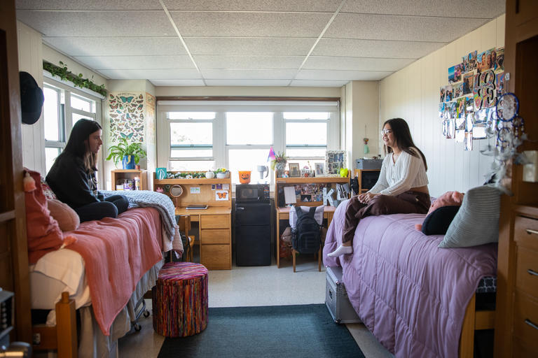 Two students in their dorm room