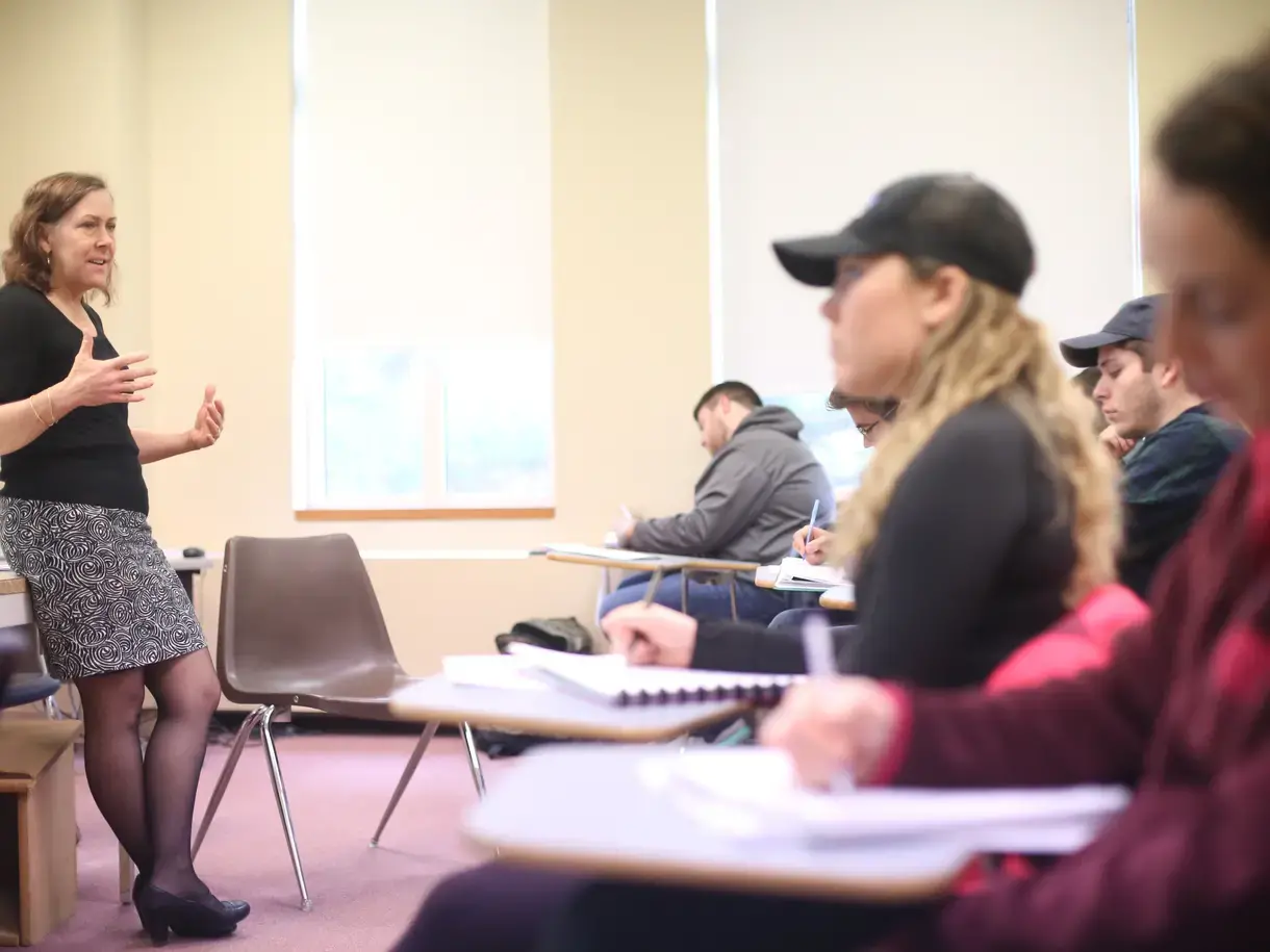 Vickie Langohr, Associate Professor of political science, teaches her Middle East Politics class. 