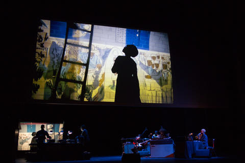 scene from Manual Cinema theatre production