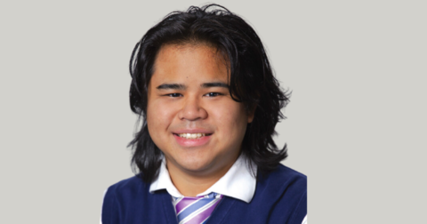 student in a collared shirt with a tie and sweater vest